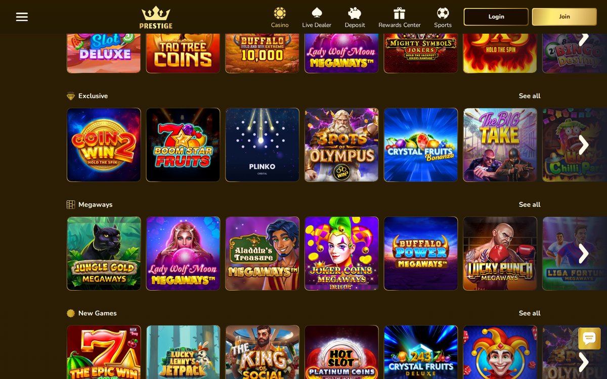 Casino Prestige jeux exclusifs et jackpots