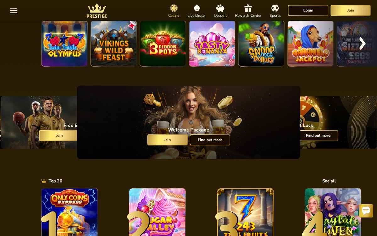 Casino Prestige sélection de jeux populaires