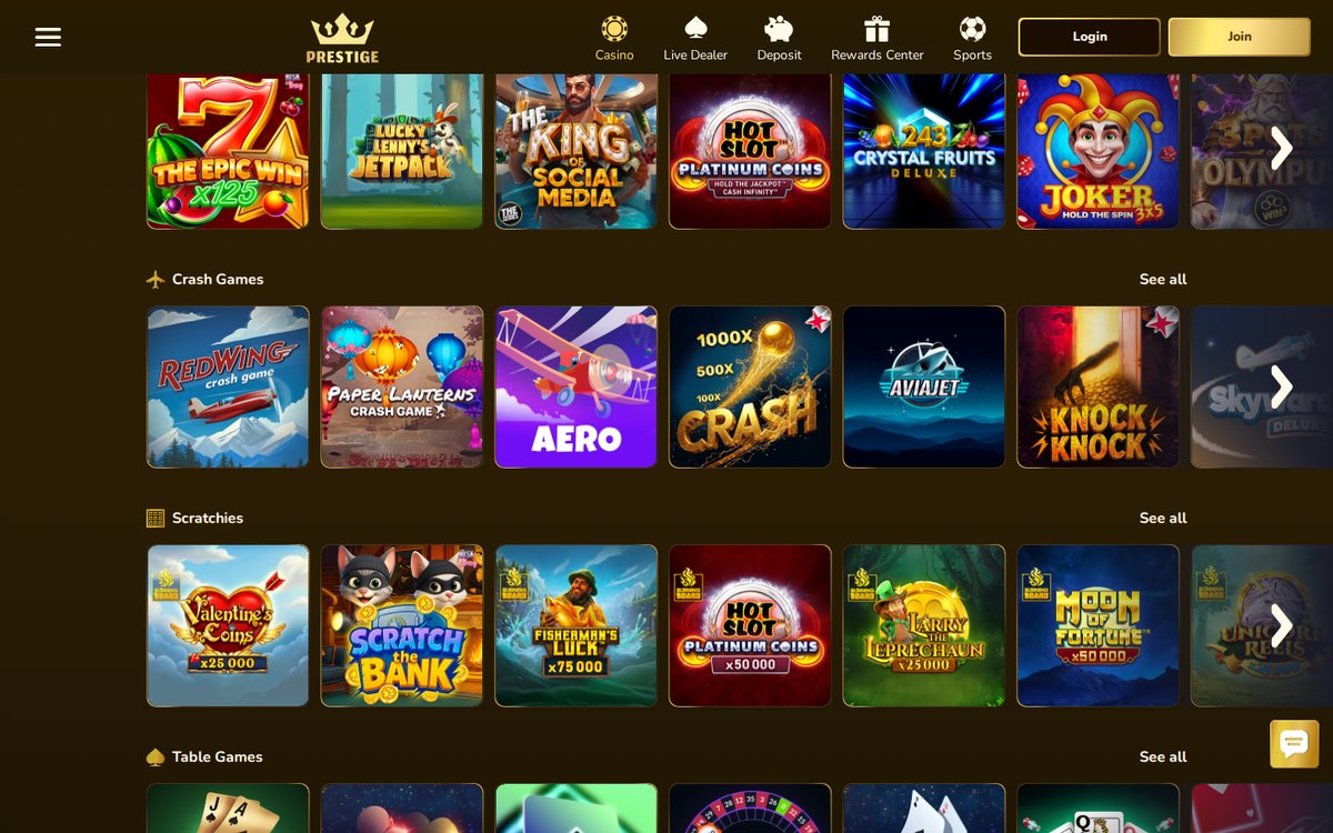 Casino Prestige jeux de table et casino en direct